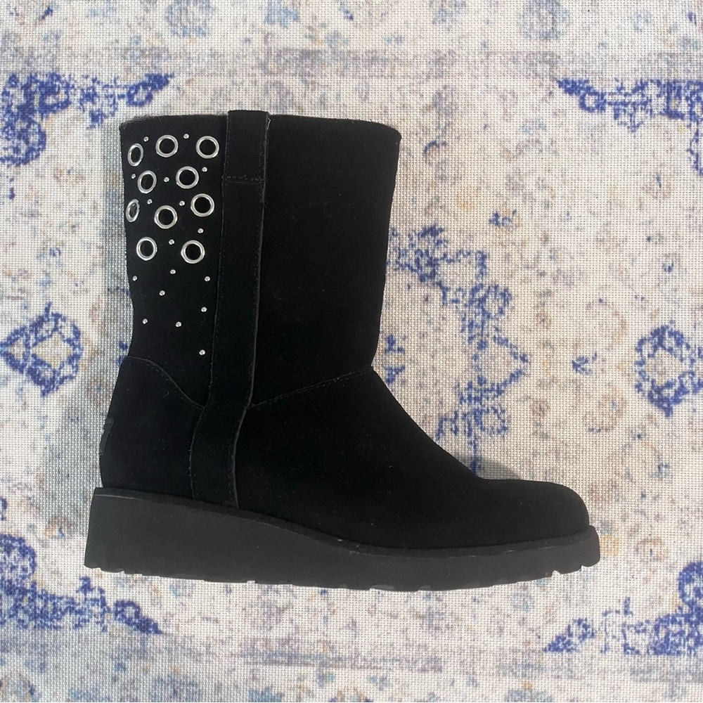 UGG Black Winter Boots with Metallic Grommets